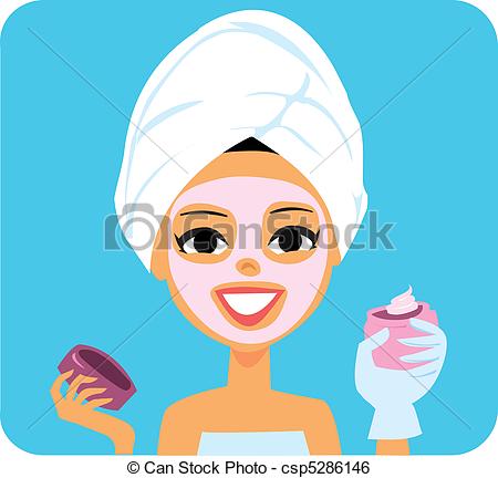 Spa Girl - Spa girl illustration with a towel wrapped around.