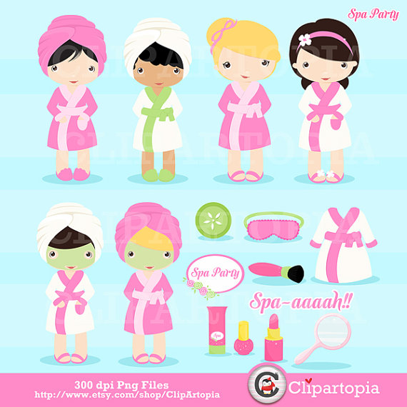Spa Party Digital Clipart Girls Spa Party Cute Clip Art For Personal