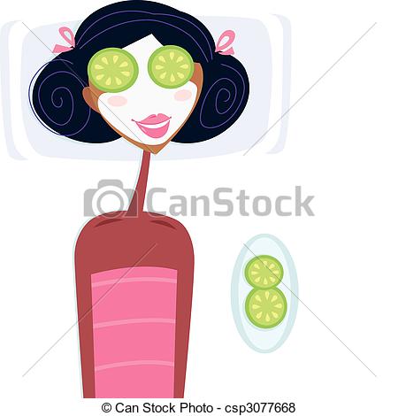 ... Spa - woman with facial mask - Illustration of woman with.