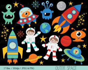 Space Clipart, Rocket Clipart, Spaceship Rocketship Astronaut Alien Outer Space Planets Boy - Commercial u0026amp; Personal - BUY 2 GET 1 FREE!