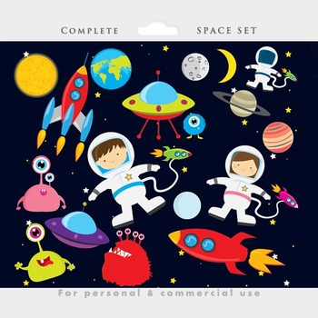 Space clipart - astronaut clip art, UFOs, aliens, spaceship, rocket, planets