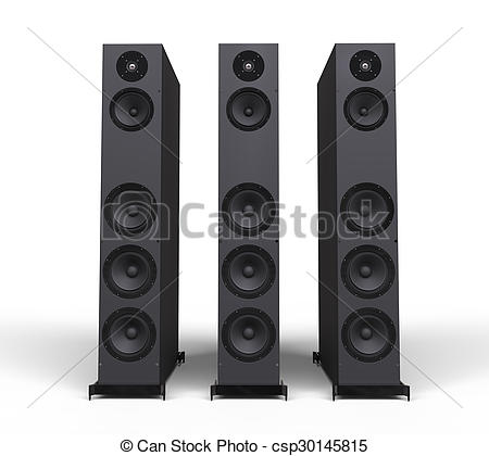 Three Black Speakers - csp30145815