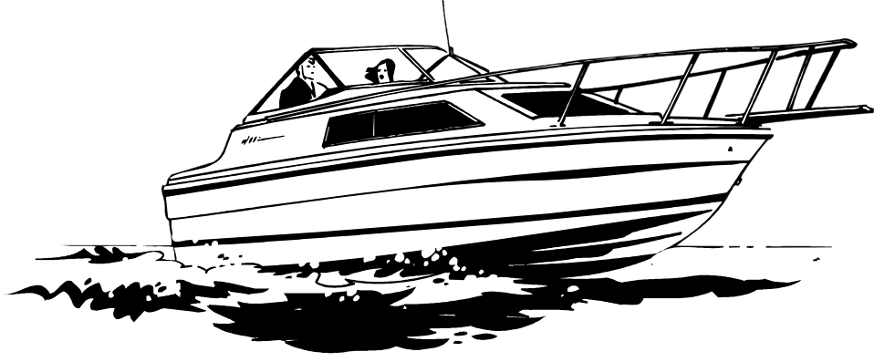 Speed Boat Black And White . - Speed Boat Clip Art