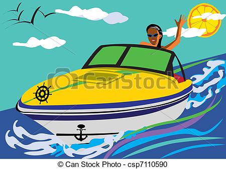 Speed Boat Stock Illustrationby redrockerz5/269; Summer pleasures -  Abstract vector illustration of a girl.