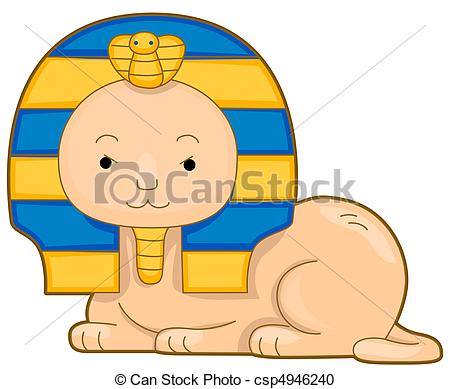 ... Sphinx - Illustration of a Cute Sphinx Smiling Contentedly