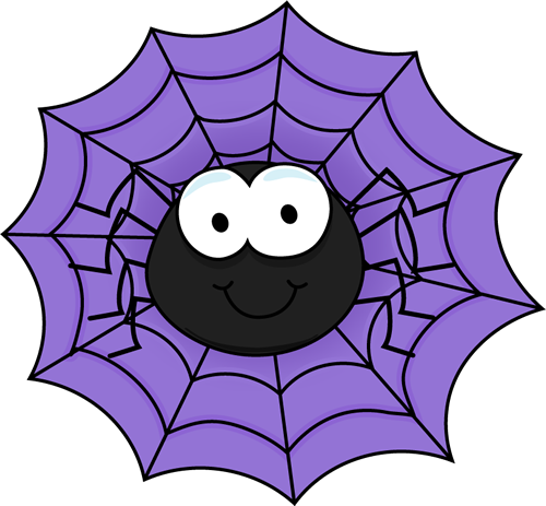 Spider in a Purple Spider Web - Cute Spider Clip Art
