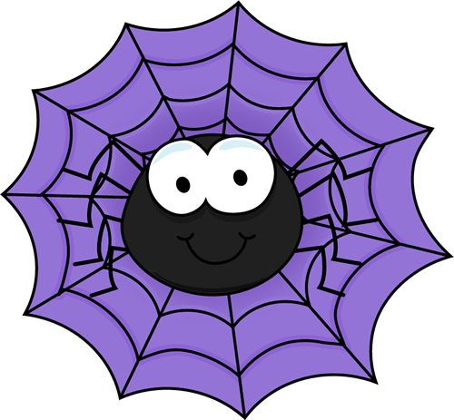 Spider in a Purple Spider Web - Spider Clipart