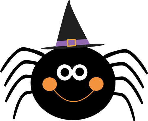 Spider Wearing Witches Hat - Cute Halloween Clip Art