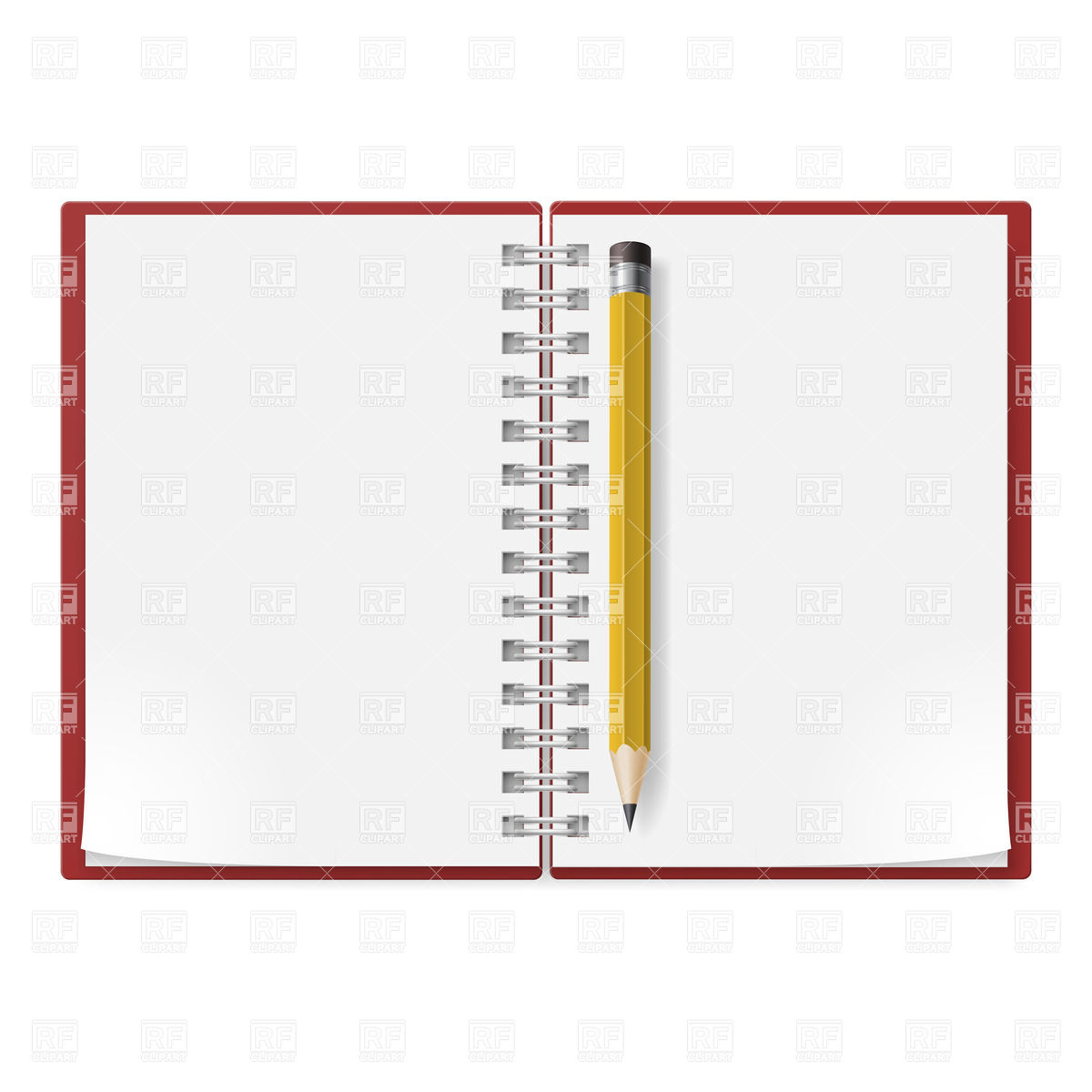 Spiral Notepad Facing Pages And Yellow Pencil Download Royalty Free