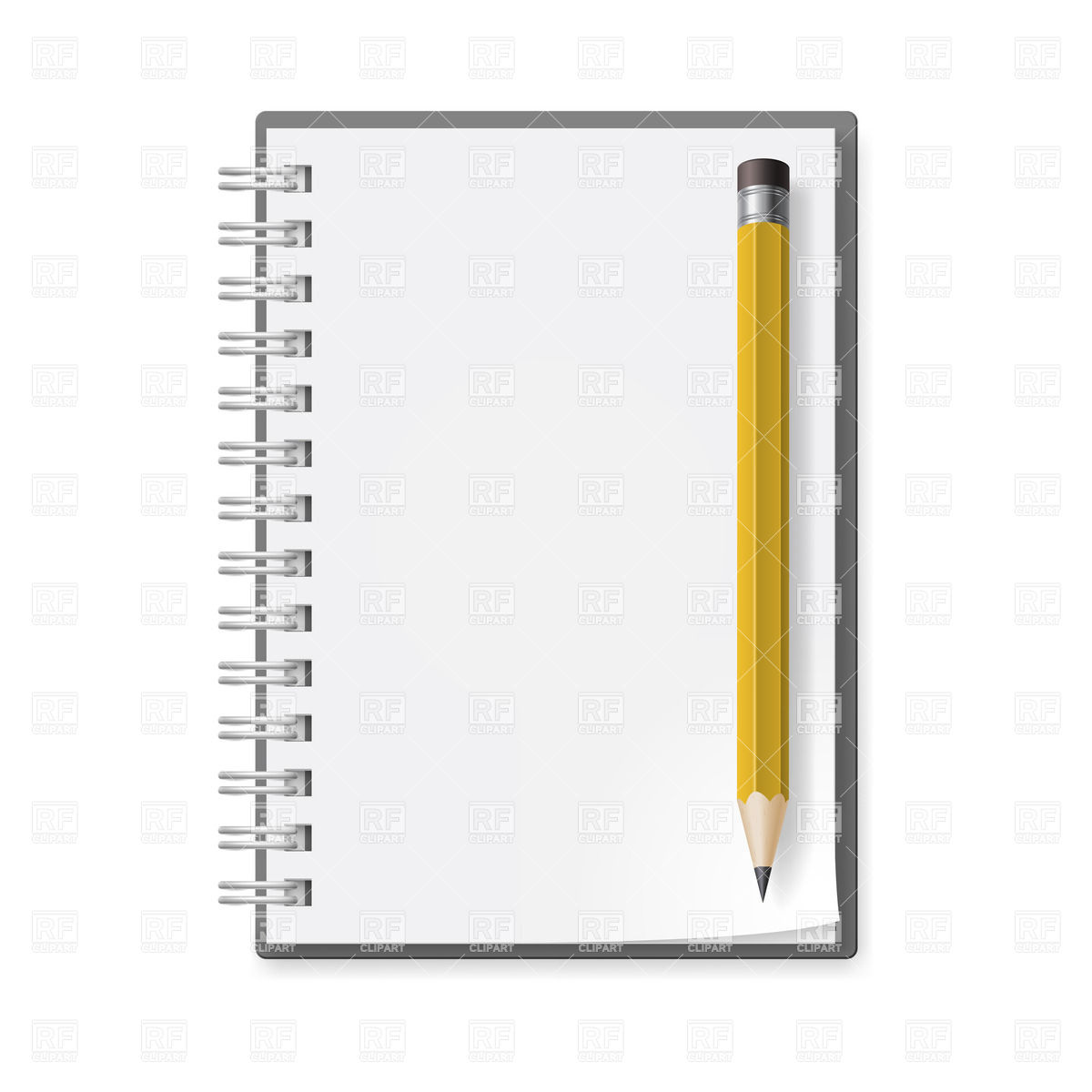 Spiral notepad with blank pages and yellow pencil vector image clip art