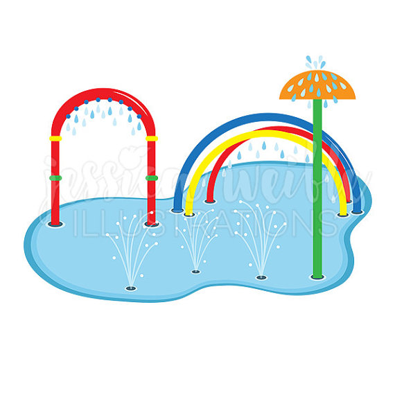 Splash Pad Clip Art, Cute Digital Clipart, Water Park Clip art, Summer Swim
