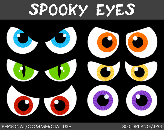 Spooky Eyes Clipart Digital C - Scary Eyes Clipart