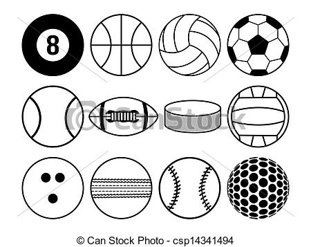 sports clipart black and white