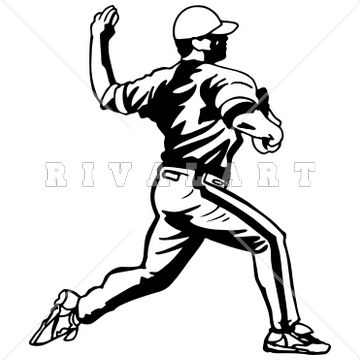 Sports Clipart Image of Black - Baseball Pitcher Clipart
