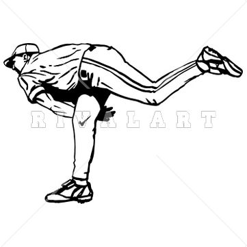 Sports Clipart Image of Black - Baseball Pitcher Clipart