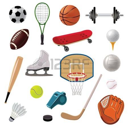 Sports equipment decorative icons set with game balls rackets and  accessories isolated vector illustration Illustration