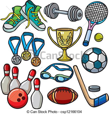 ... Sports equipment icon set