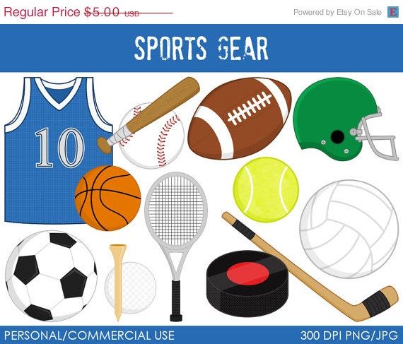 Sports Gear Clipart - Digital Clip Art Graphics for Personal or Commercial  Use