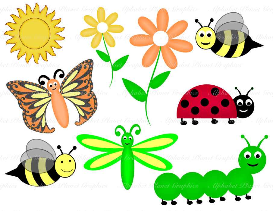 Spring Bugs Clipart #1 .