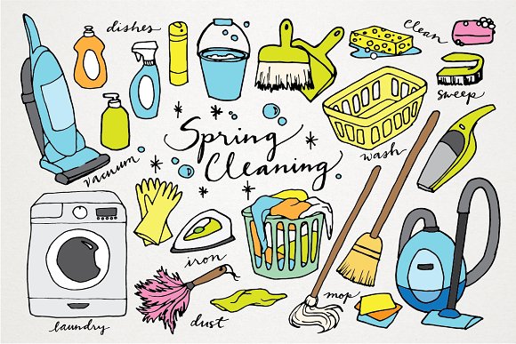 Spring Cleaning Hand Drawn Cl - Spring Cleaning Clip Art