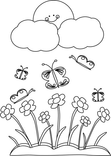 spring clip art free black and .