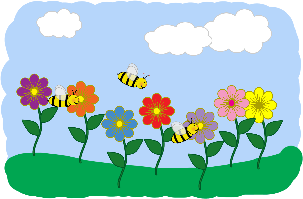 bees and flowers clip art - Spring Clipart