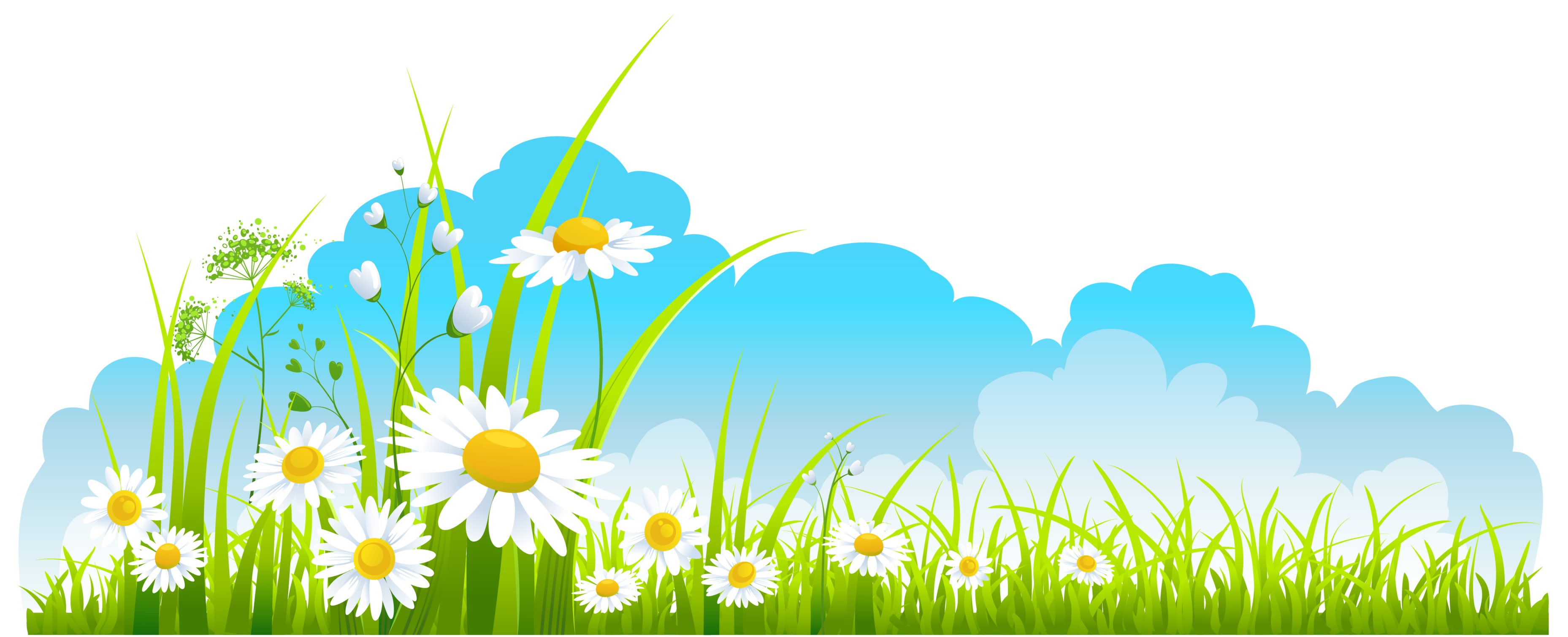 Spring Decor Sky Grass And .. - Spring Clipart