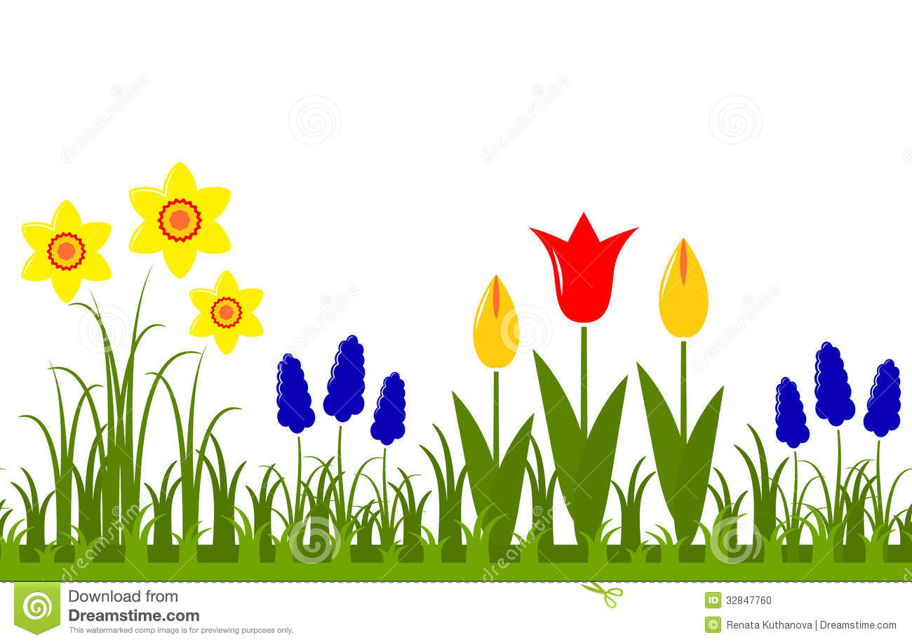 Spring Flower Border Clipart  - Spring Flower Clipart