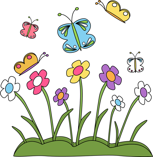 Spring Flowers and Butterflie - Spring Clipart