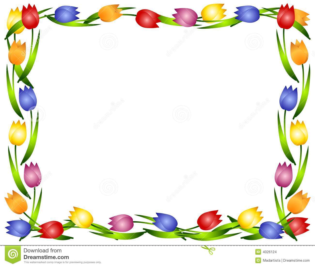 Spring Flowers Border Clipart - Spring Border Clip Art