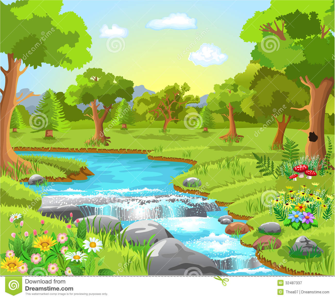 Mountain Stream Clipart #1