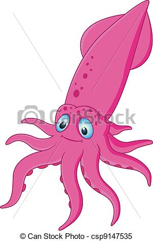 ... Squid cartoon - Vector il - Squid Clip Art