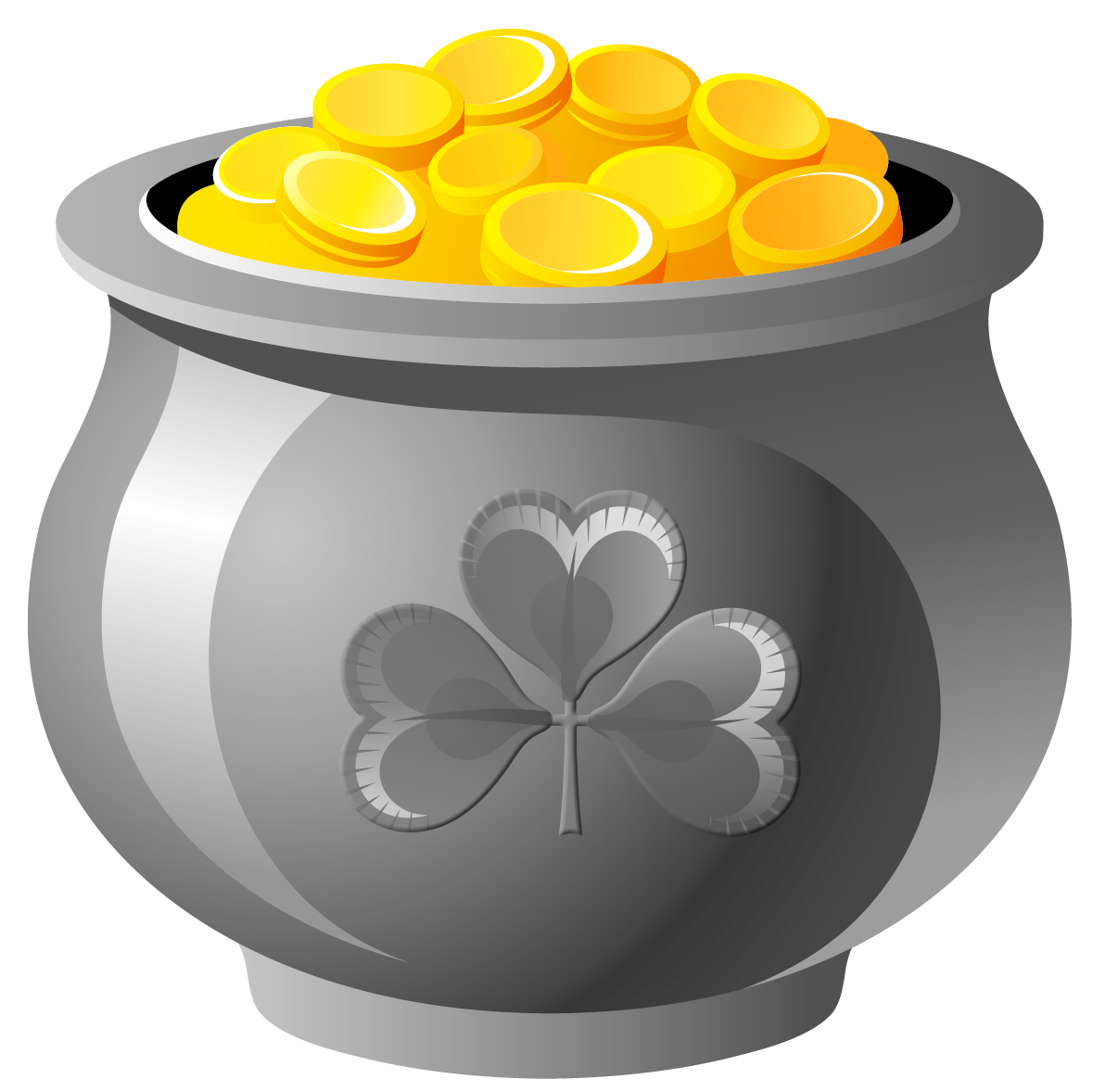 St Patrick Pot of Gold with Coins PNG Picture