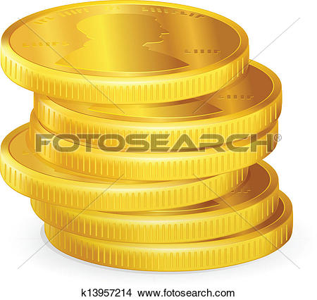 Stacks of gold coins, vector - Clipart Coins