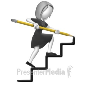 ID# 19060 - Business Woman Draw Stairs - Presentation Clipart