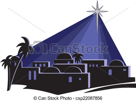 ... Star Over Bethlehem - An isolated illustration of the town.