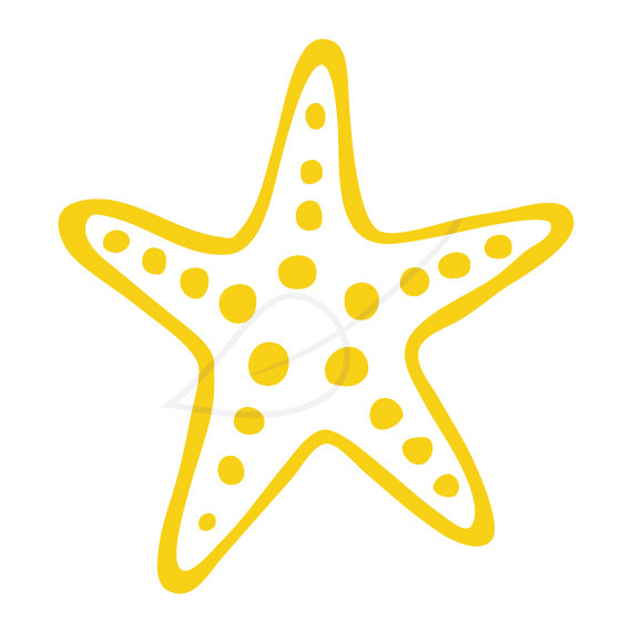 Starfish Digital Stamp Clip Art In Yellow By Greengardenstudios