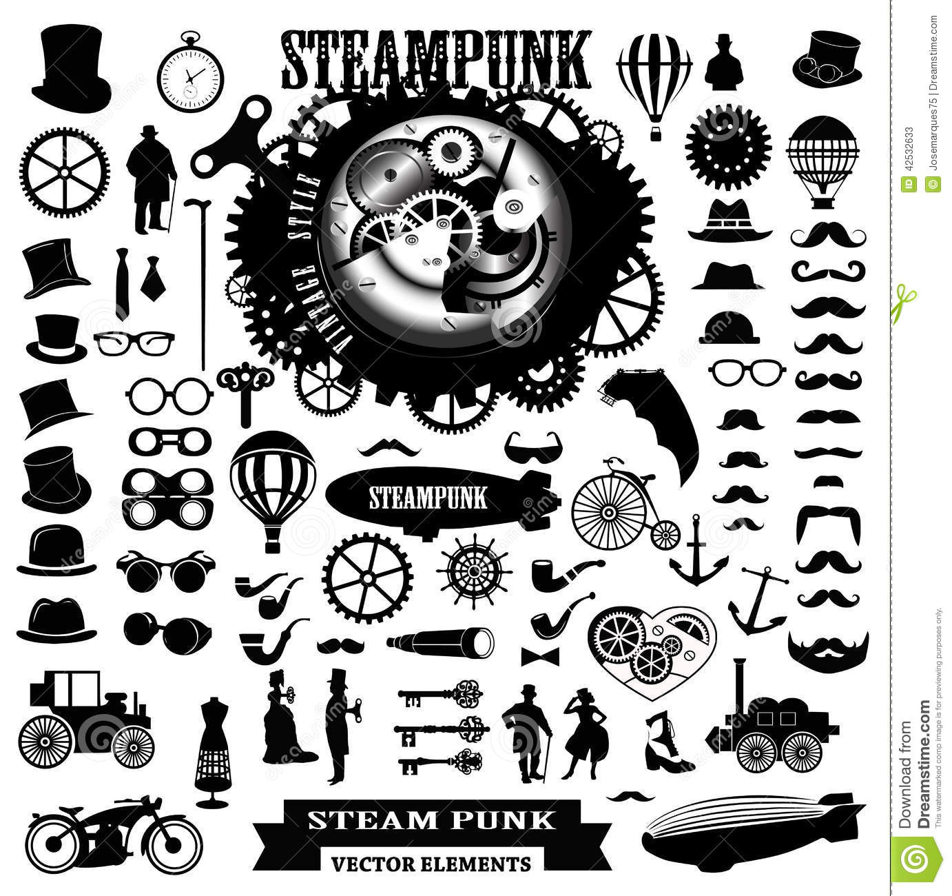 Steampunk clip art illustrations - ClipartFest