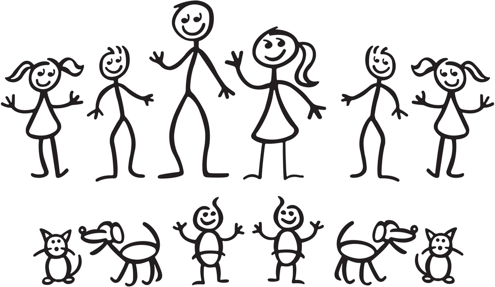 Stick figure clipart clip art people family and pets