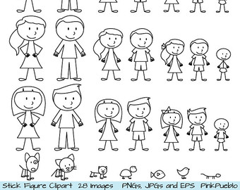 Stick Figure Clipart Clip Art, Stick People Family and Pets Clipart Clip Art - Commercial and Personal Use