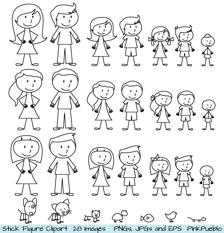 Stick People Family Clipart C