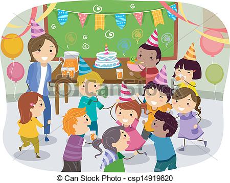 ... Stickman Kids School Birthday Party - Illustration of.