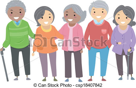 ... Stickman Senior Citizens - Illustration of a Group of Senior.