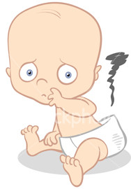 Stinky Diaper Clipart - Baby In Diaper Clipart