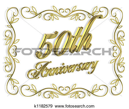 Stock Illustration - 50th Anniversary Golden. Fotosearch - Search Vector Clipart, Drawings, Print