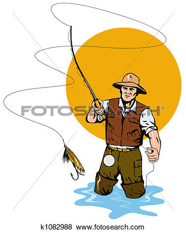 Stock Illustration - Fly fishing. Fotosearch - Search EPS Clip Art, Drawings, Wall