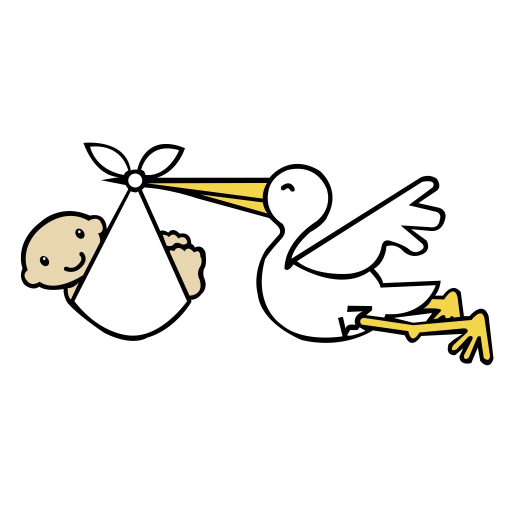 Stork Carrying Baby - Clipart - Baby Stork Clipart