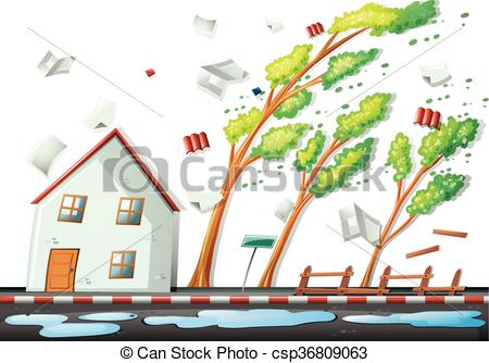 Heavy storm in the city illus - Storm Clipart