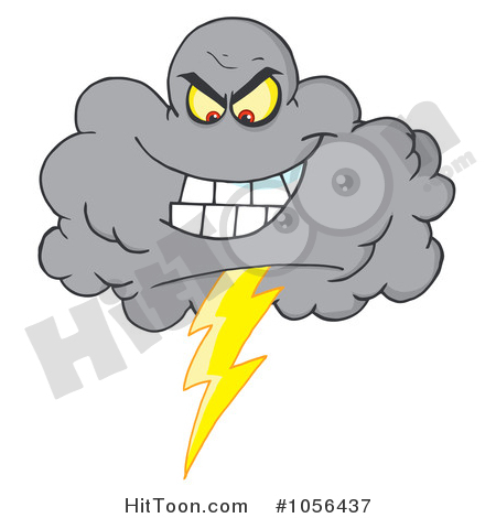 Royalty-Free Vector Clip Art Illustration of an Evil Lightning Storm Cloud  #1056437