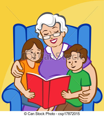 ... Story Time with Grandma - Illustration of a Grandmother.